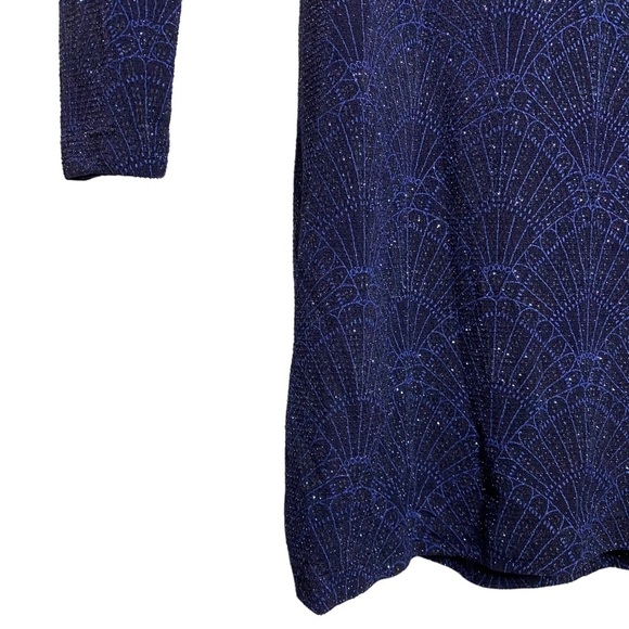 Divided Black Blue Long Sleeve Sparkle Fan Print Open Back Mini Dress 12 - Picture 4 of 14